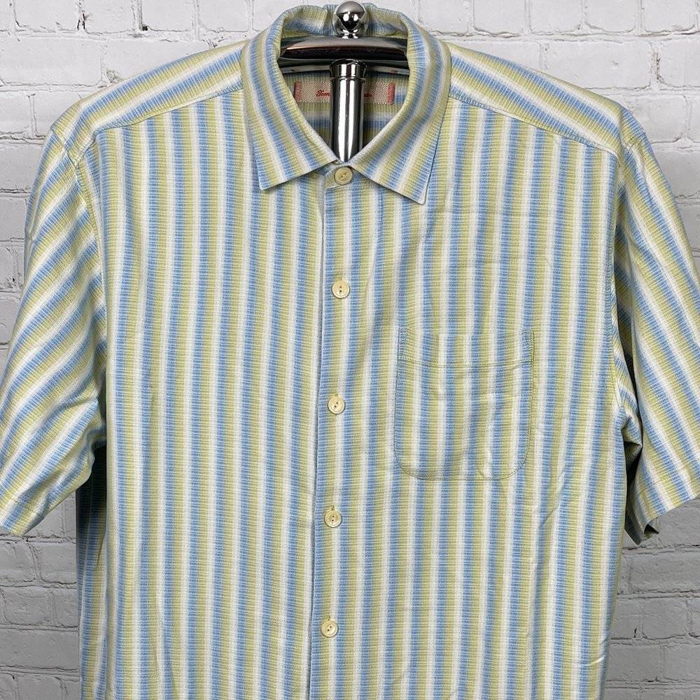 TOMMY BAHAMA MEN'S 100% SILK SHORT SLEEVE BUTTON UP